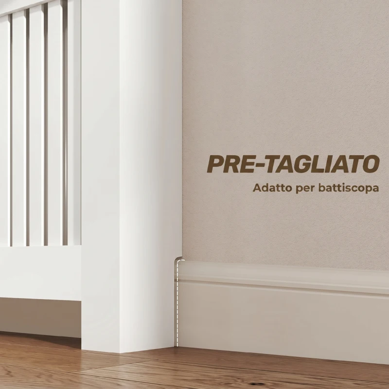 HOMCOM Copritermosifone a Doghe Antiribaltamento con Cassetto, in Legno, 78x19x97 cm, Bianco