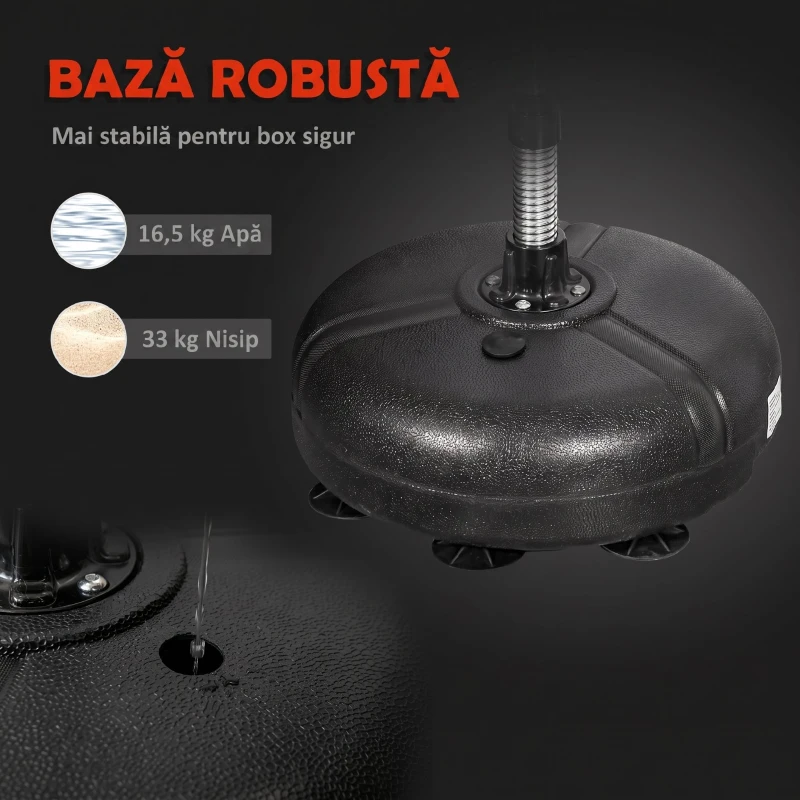 HOMCOM Sac de box cu înălțime reglabilă, mănuși incluse, din PE și metal, 45x45x133-151 cm, roșu