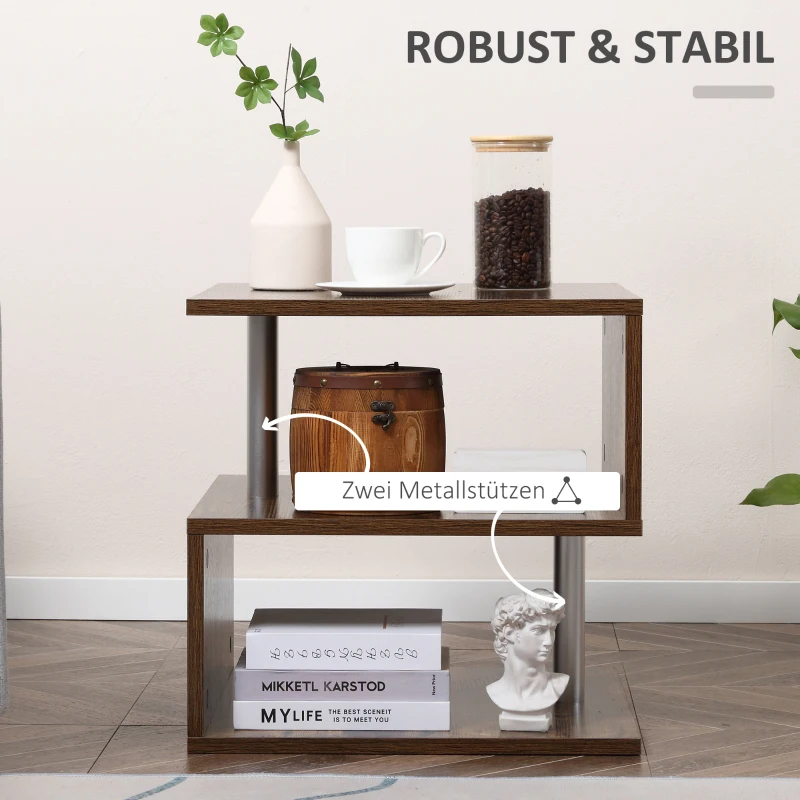 Salontafel bijzettafel koffietafel theetafel houtnerf metaal bruin
