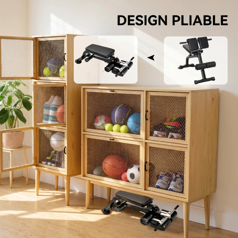 SPORTNOW Banc de Musculation Pliable avec Hauteur et Inclinaison Réglables pour Entraînement Dos Bras, 96,6x68x69-110cm, Noir
