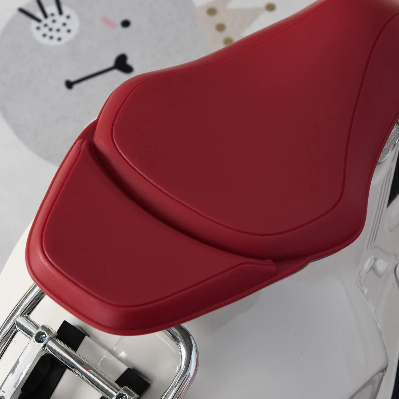 HOMCOM Motocicletă Electrică pentru Copii cu Licență Oficială Vespa, 2 Roți Ajutătoare, Lumină și Sunete, 108x49x75 cm, Albă