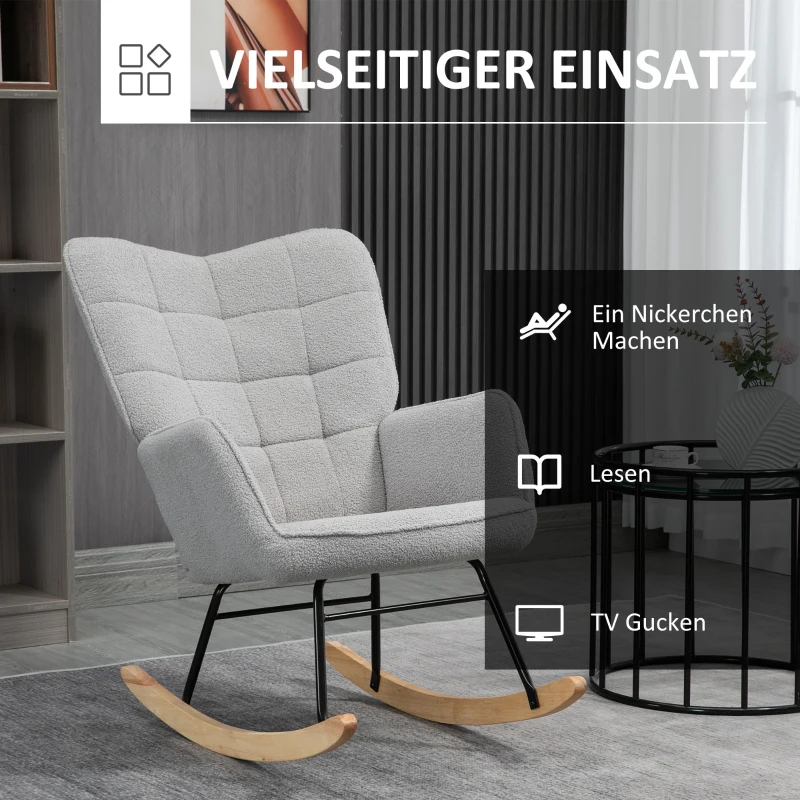 HOMCOM schommelstoel accentstoel tot 120 kg, polyester, lichtgrijs(m-6)
