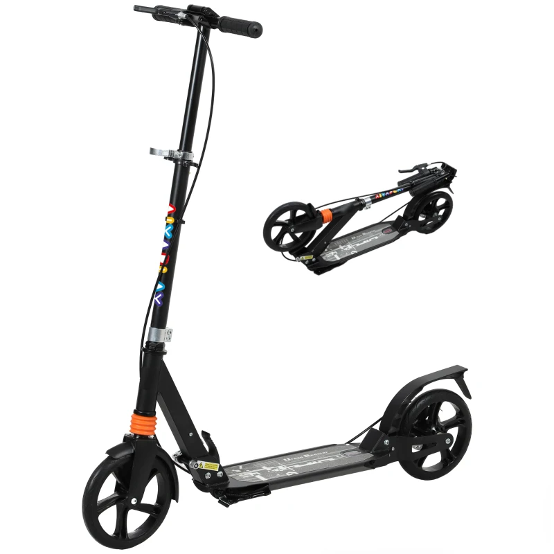 AIYAPLAY Step Kinder Scooter met verstelbare handgrepen, opvouwbare kinderstep voor kinderen 6-12 jaar, 94 x 36 x 88-103cm Zwart