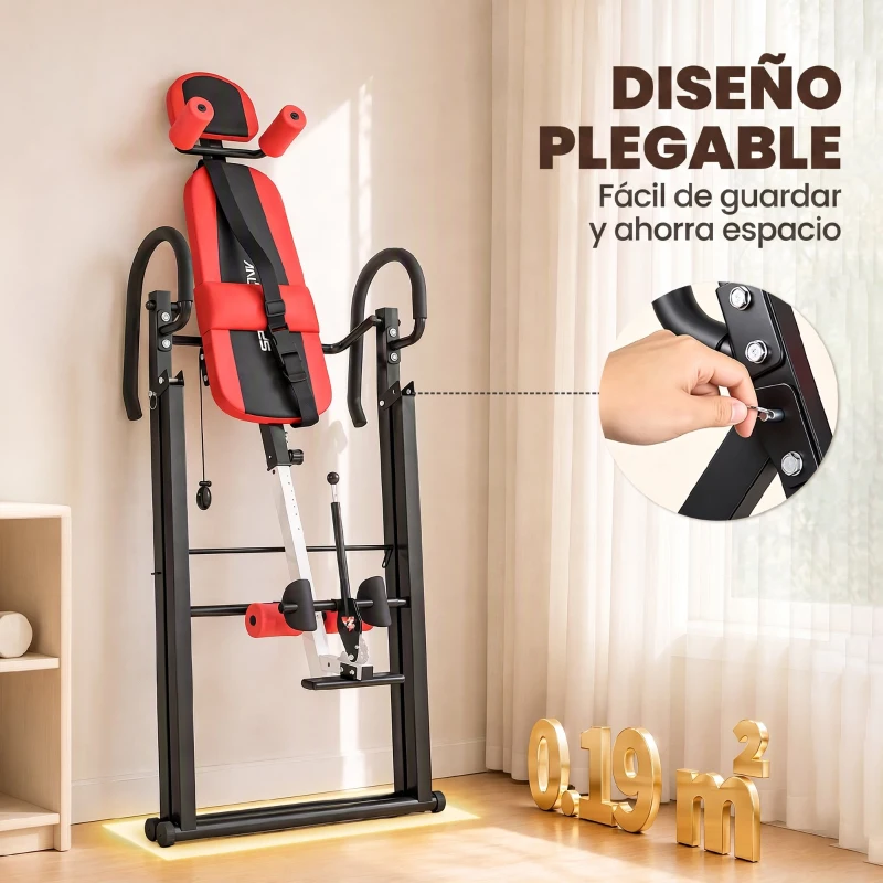 SPORTNOW Tabla de Inversión Plegable con Ángulos 20°/40°/60° y 0-90° 13 Ajustes para 130-190 cm Soporte Lumbar Cinturón