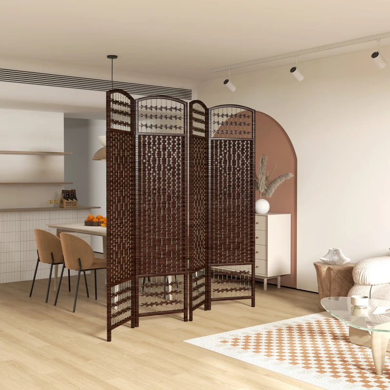HOMCOM Paravent intérieur en bois séparateur de pièce cloison pliable 4 panneaux 160 x 170 cm marron