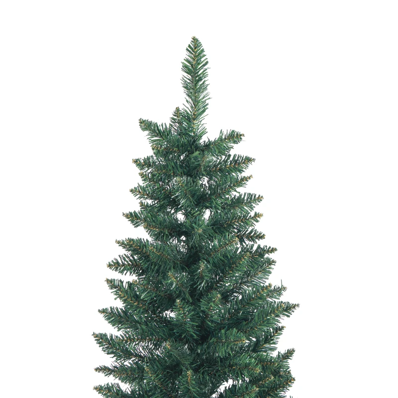 HOMCOM Albero di Natale Artificiale 210cm con 687 Rami, Design Alto e Stretto con Base Pieghevole, Verde
