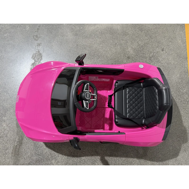 AIYAPLAY Voiture électrique 12V pour enfants avec télécommande Batterie lithium 2 moteurs Démarrage progressif Suspension arrière Rose