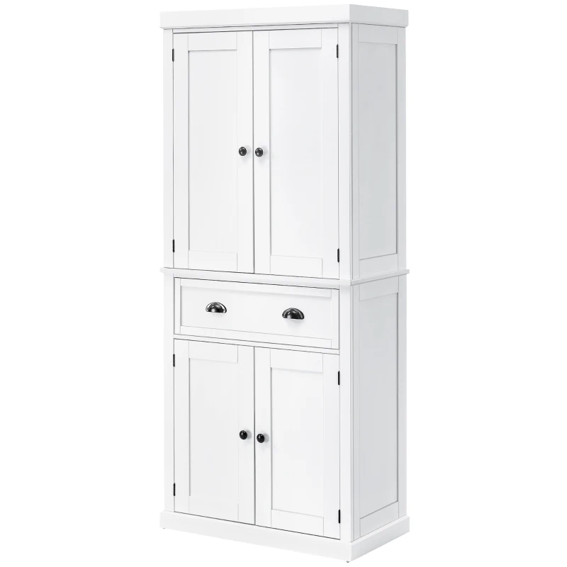 HOMCOM Mobile Cucina con Armadietto Superiore e Inferiore e Cassetto Centrale in Legno, 76x40.5x184 cm, Bianco