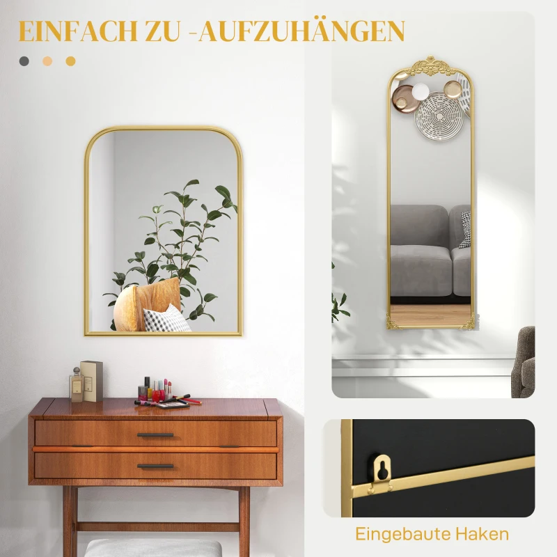 HOMCOM Wandspiegel, stijlvol, 60x3x87cm, Goudkleurig
