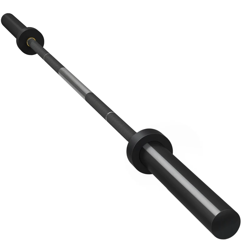 SPORTNOW Barre Olympique de 50 mm en Acier Finition Mate avec Prise Moletée et Manchons Longs, Charge 200 kg, Ø5 x 180 cm, Noir