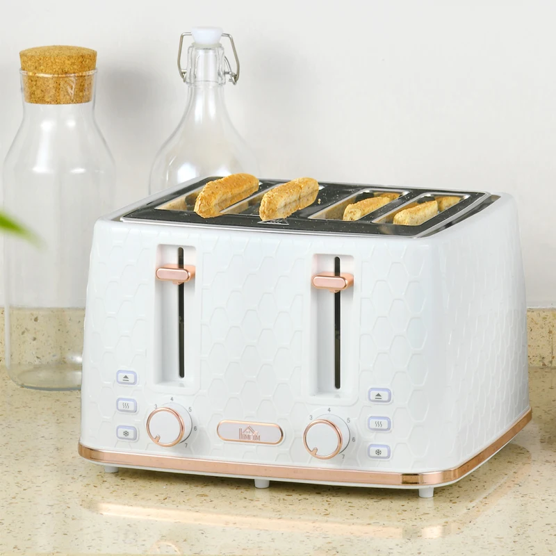 HOMCOM Four-Slice Honeycomb Toaster - White