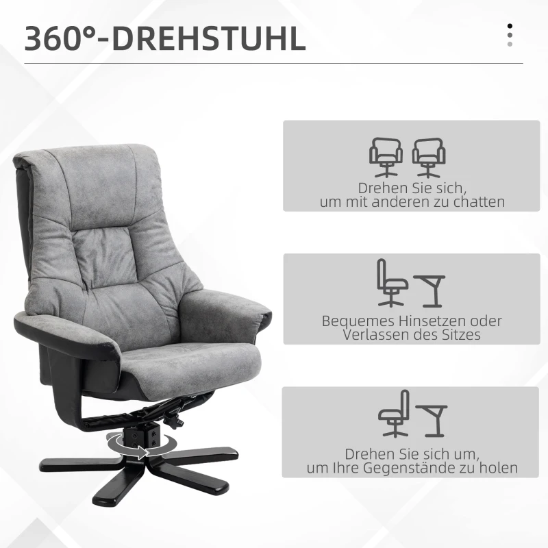 HOMCOM Massage bureaustoel bureaustoel computerstoel, kantelfunctie, lendenverwarming, kantelfunctie, grijs