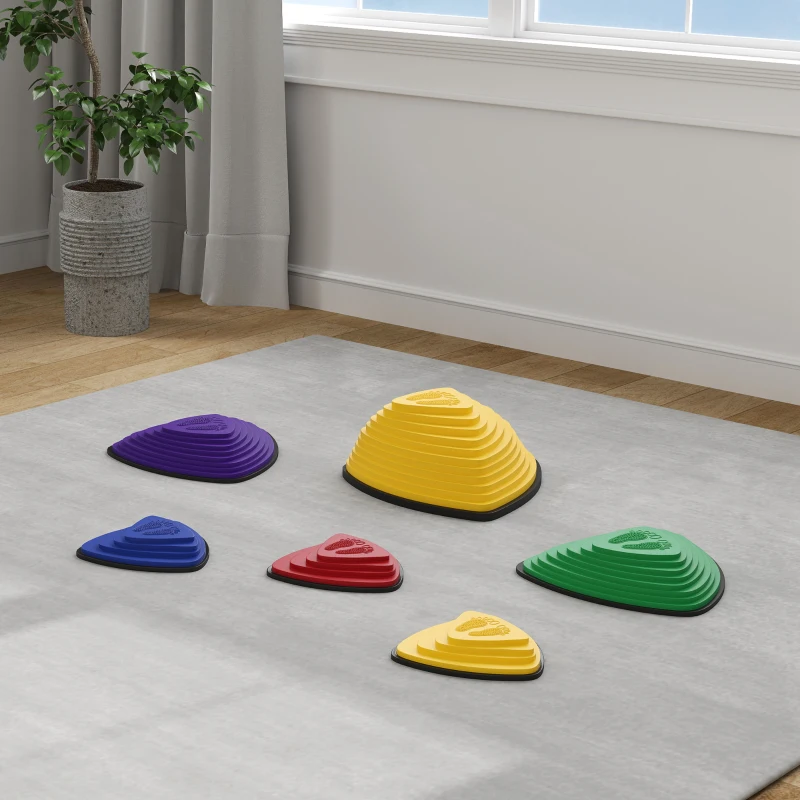 AIYAPLAY 6-delige set antislip Trittsteinen, voor binnen & buiten, stapelbaar, Kleurrijk