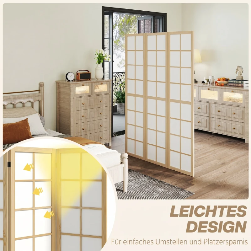 HOMCOM Opvouwbare Roomdivider, Vrijstaande Privacy Scheiding voor Woonkamer, Slaapkamer, Kantoor, 120 x 170 cm