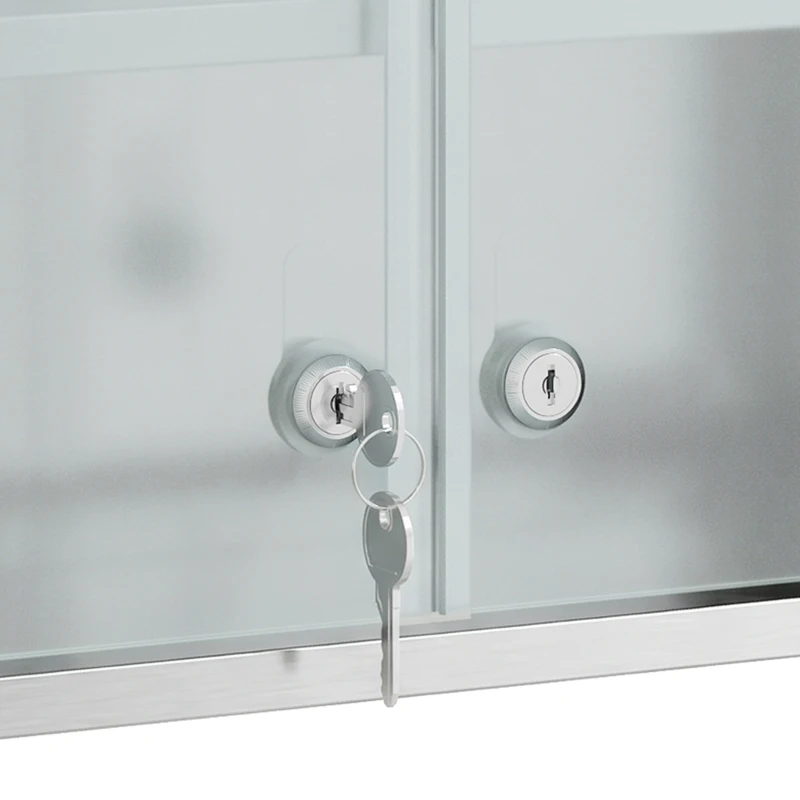HOMCOM Medicijnkast met slot, 2 sleutels, glazen deur en 6 planken, 48 x 46 x 12 cm, zilver