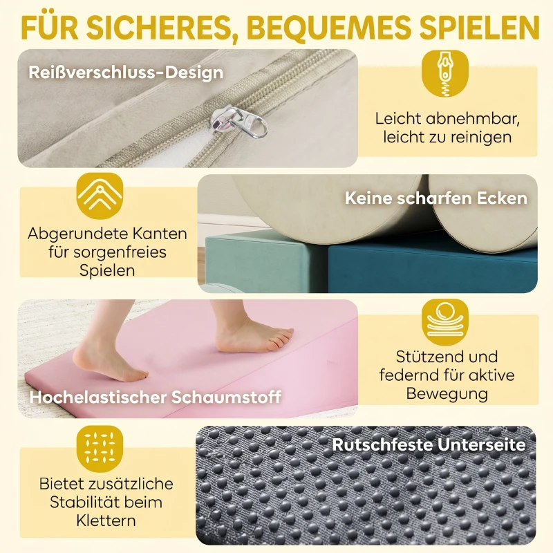 AIYAPLAY Klimspekgoed voor peuters met afneembare hoes, indoor speelset om te kruipen en glijden