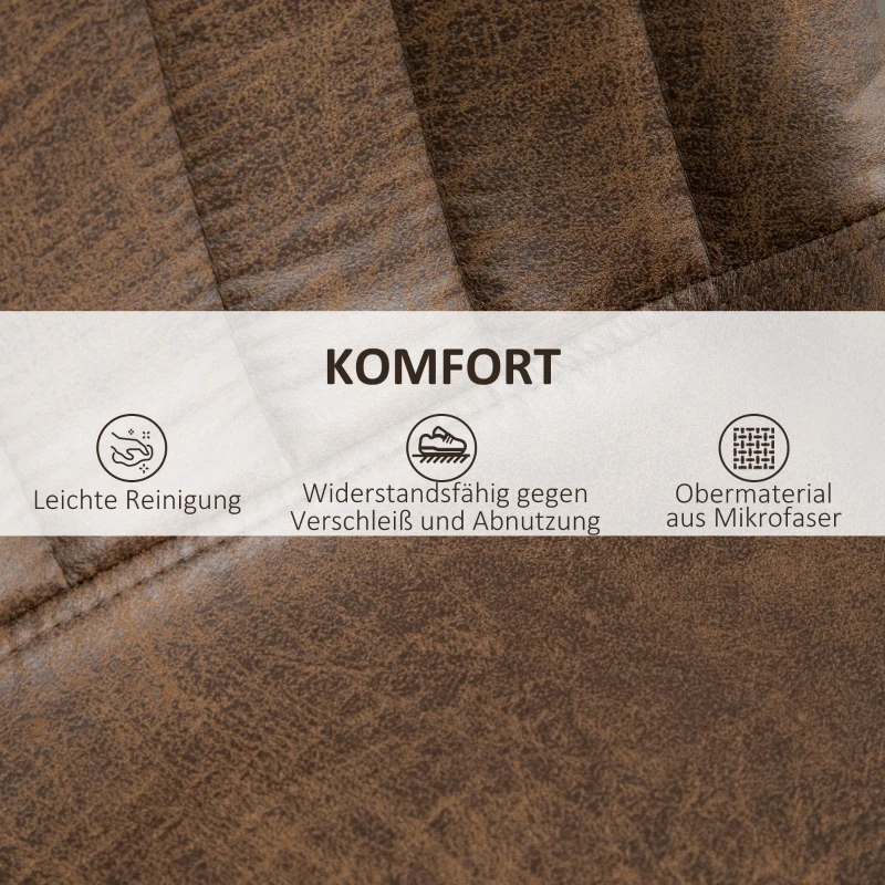 HOMCOM Set van 2 retro barkrukken, inclusief voetsteun, in hoogte verstelbaar, gaslift, bruin+zwart