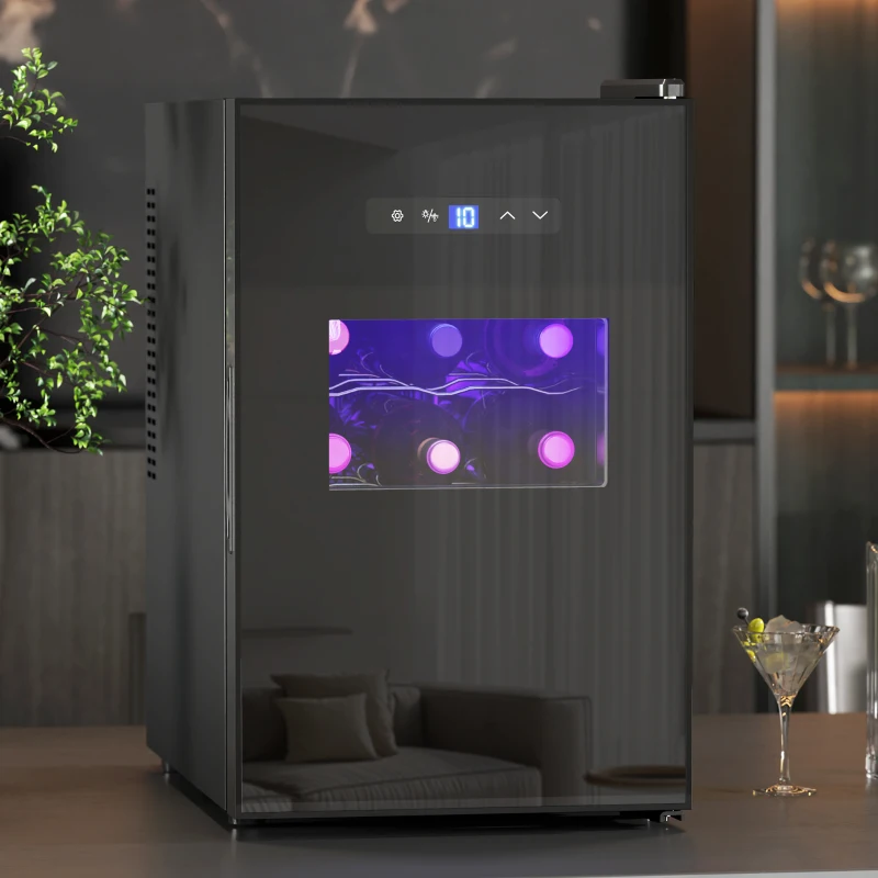 HOMCOM Cave à vin, 15 bouteilles, 39L, Réfrigérateur pour boissons, éclairage LED, température réglable 8-18℃