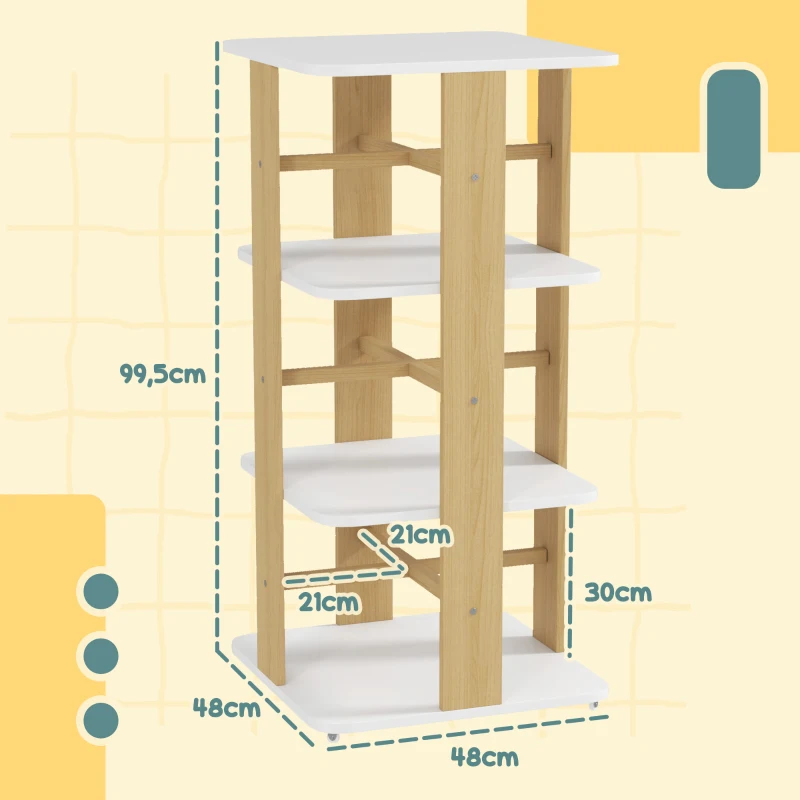 AIYAPLAY Estantería para Libros Infantil Librería Infantil con Ruedas Estantería Infantil con 3 Estantes Blanco y Natural