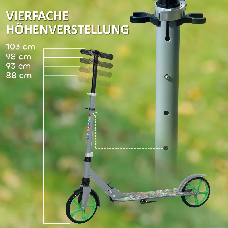 AIYAPLAY Step, Hoogte Verstelbaar, Achterrem, Opvouwbaar, 100 kg Belasting, Groen
