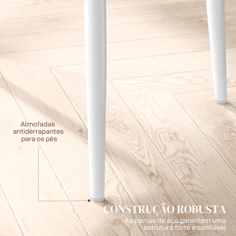 HOMCOM Conjunto de 6 Cadeiras de Sala de Jantar Estofadas em Couro Sintético com Encosto Alto e Pés de Aço 41x50x97cm Branco