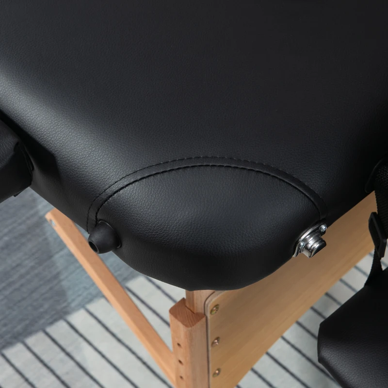 HOMCOM Massagestoel met hoofdsteun, inklapbaar, beukenhout, draagbare massagestoel, natuurlijk + zwart.
