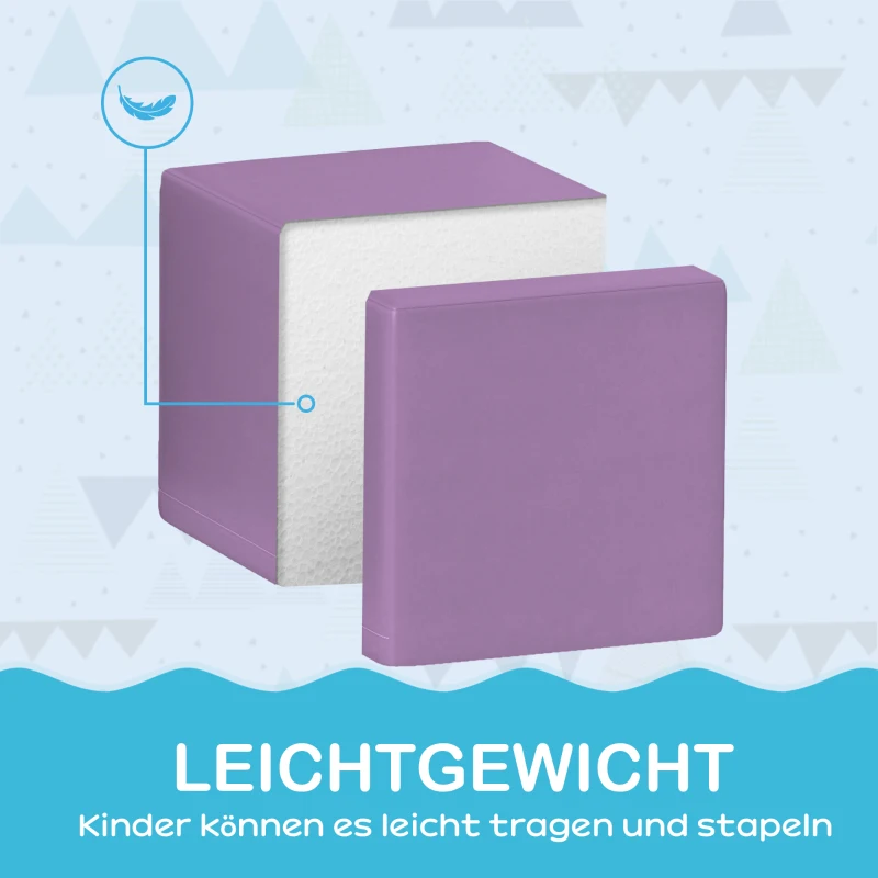 HOMCOM Zachte Bouwblokken, 12 Kubussen à 20 x 20 x 20 cm, Onderhoudsvriendelijk, Kindveilig, Voor 1-3 Jaar, Kunstleer(m-4)