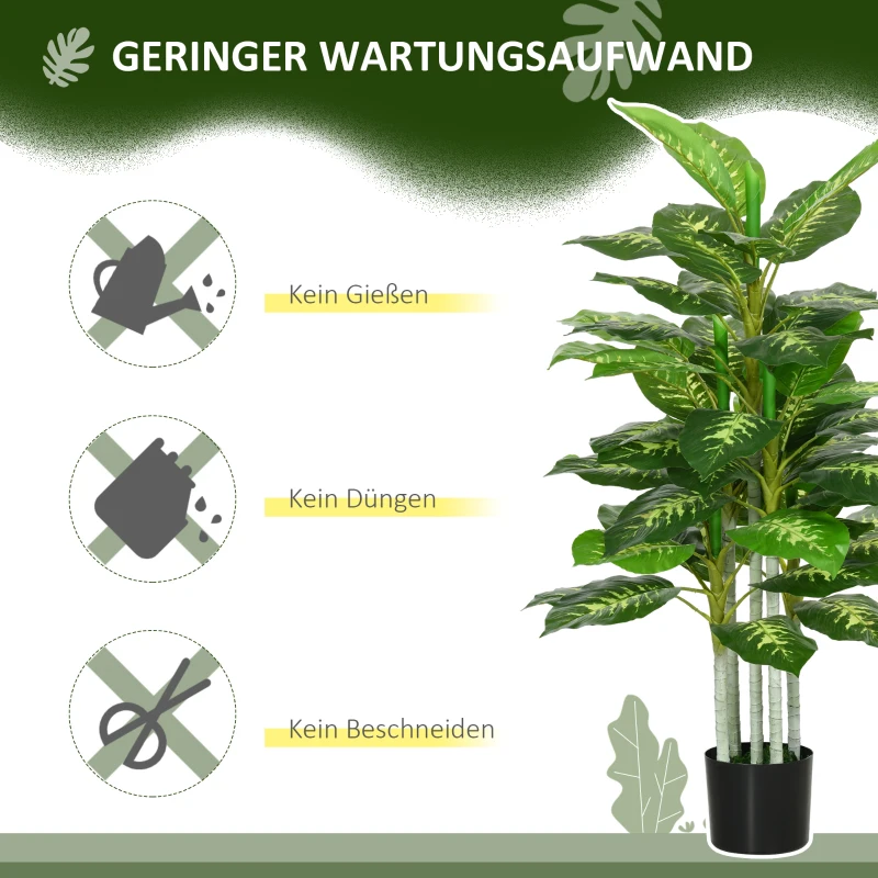 HOMCOM Kunstplant, Plastic Plant, Cementpot, Indoor en Outdoor, 120 cm, Groen