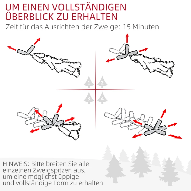 HOMCOM Kunstkerstboom, 183 cm kerstboom met 1700 punten, brede opklapbare metalen standaard, voor kerstdecoratie, groen