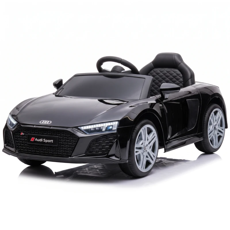 AIYAPLAY Carro Elétrico para Crianças Audi R8 Spyder 12V com Comando à Distância 2,4 GHz, 2 Motores, Arranque Suave e Suspensão Traseira, Preto