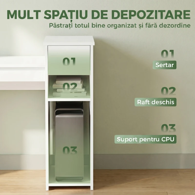 HOMCOM Birou pentru Studiu și Scris cu Sertar și Rafturi, 108 cm, Alb