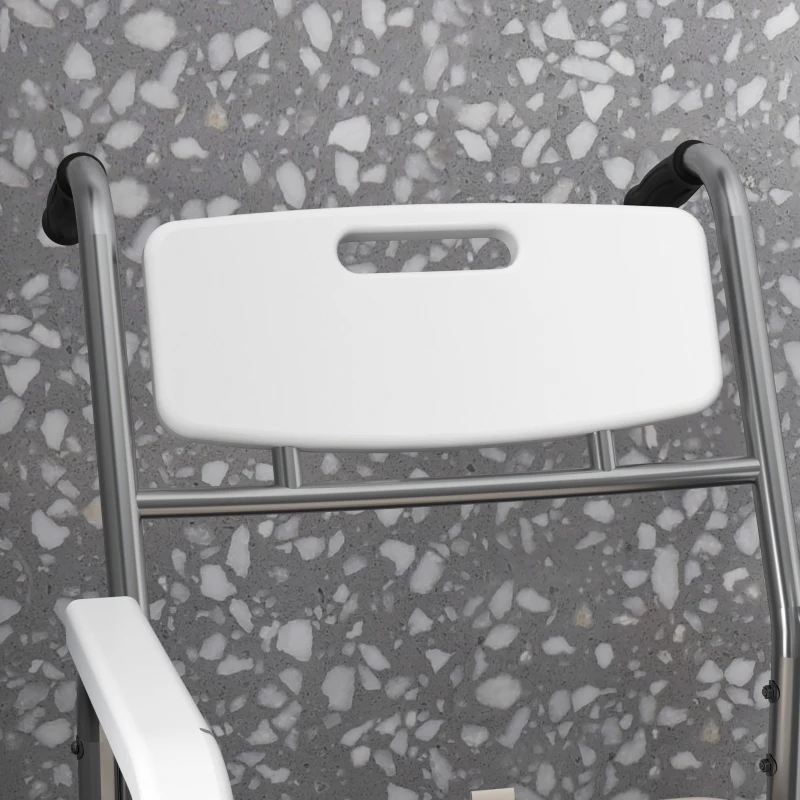 HOMCOM Sedia a Rotelle Impermeabile con WC Seduta in Finta Pelle, 4 Ruote, Vaso Rimovibile per Anziani/Disabili, 84x54x96cm