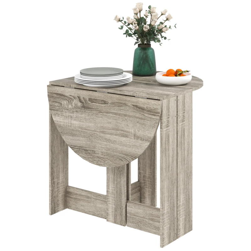 HOMCOM Space-saving Drop Leaf Table, Folding Dining Table for Small Space, Kitchen, Dining Room, Grey