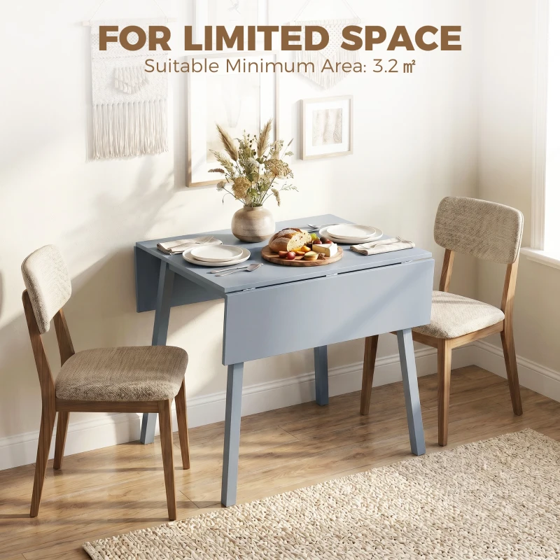 HOMCOM Solid Wood Folding Dining Table, Drop Leaf Table for 2-4 People,  Rectangle Kitchen Table