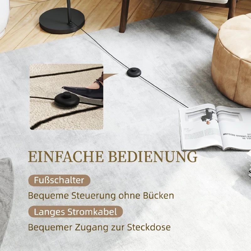 HOMCOM Stehleuchte, Stehlampe, E27 Sockel, Schwarz, weißer Stoffschirm, Fußschalter, Eisen, 47 x 37 x 153 cm