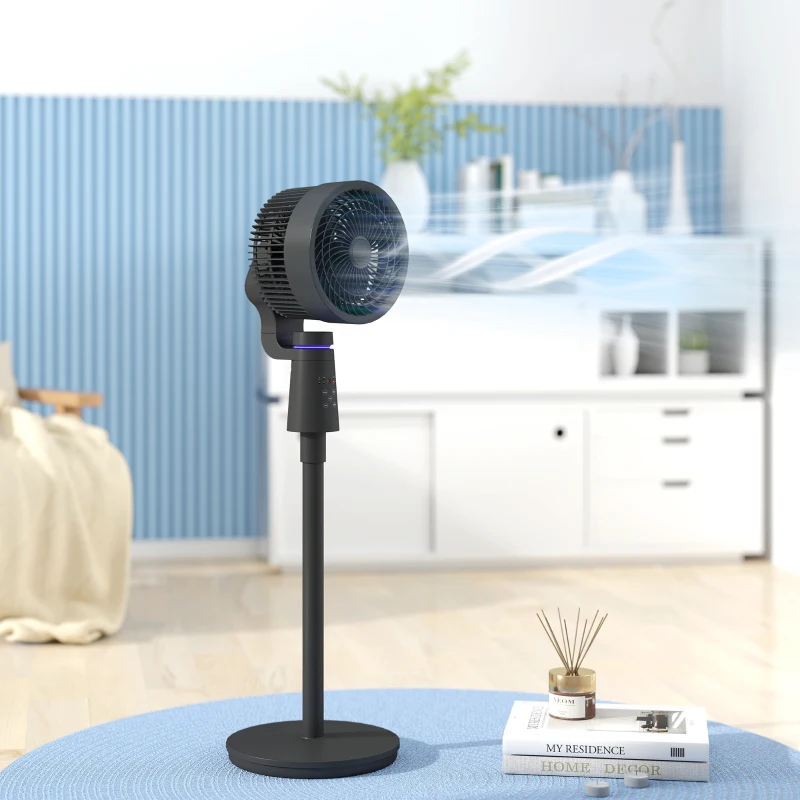 HOMCOM Pedestal Air Circulation Fan with Oscillating, Light Off, Black