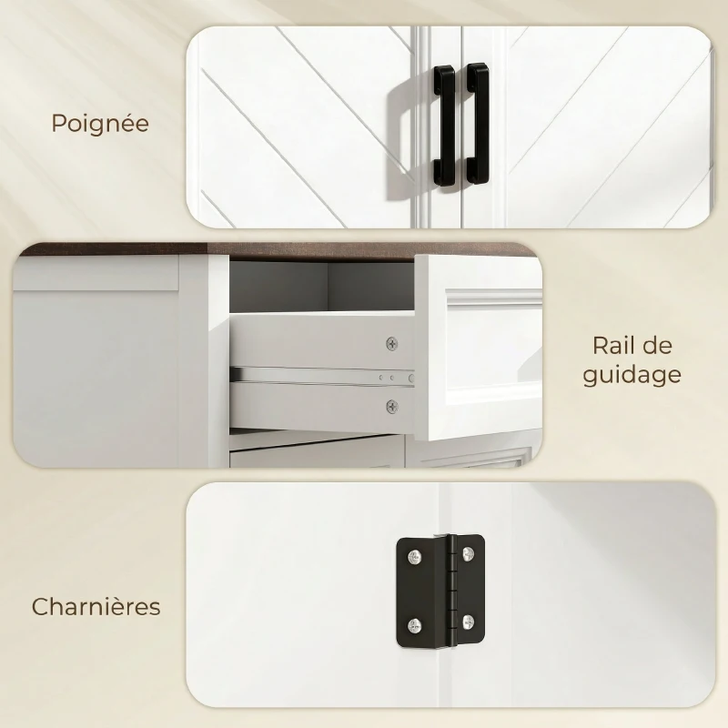 HOMCOM Buffet salon, meuble de rangement avec 2 portes, tiroir et étagère réglable, 76 x 35 x 80 cm, blanc