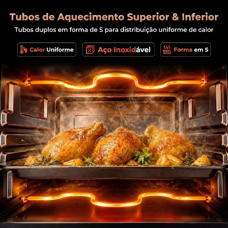 HOMCOM Mini Forno Elétrico 9L com Temperatura Ajustável até 230°C Temporizador 60 min e Bandeja para Assar 35x24,6x20 cm Creme