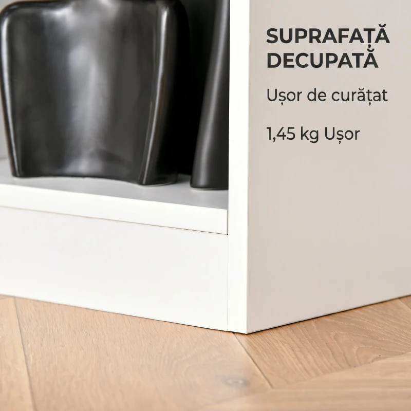 HOMCOM Dulap bibliotecă pentru depozitare cu 3 niveluri și 8 rafturi, din MDF, 97.5x30x100 cm, alb(m-8)