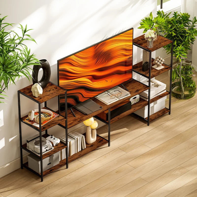 HOMCOM TV Unit for TVs up to 55 Inches, Industrial TV Stand with Storage Shelves, Entertainment Centre for Living Room, Bedroom