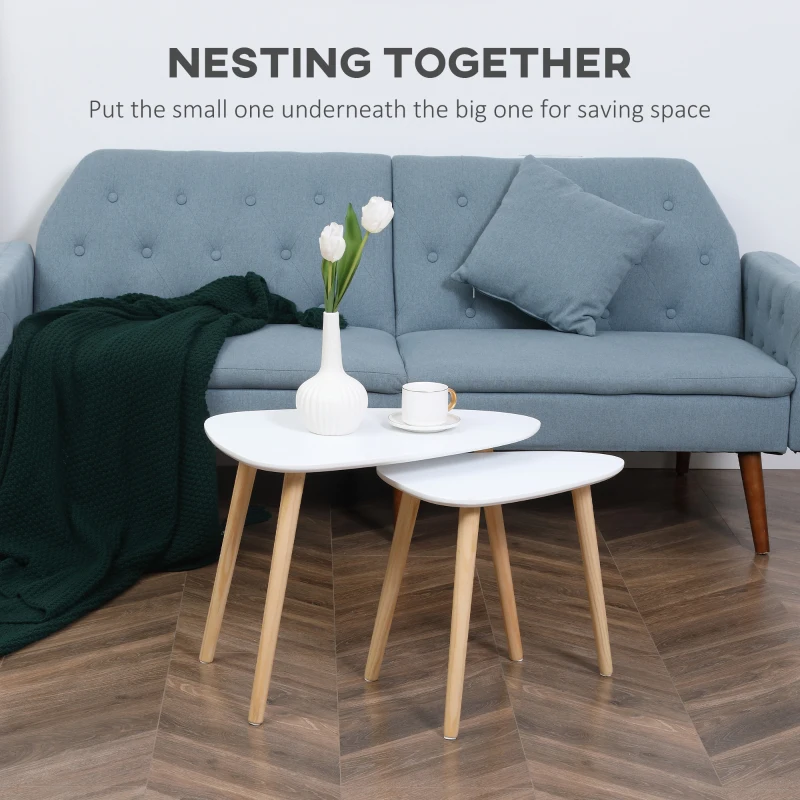 HOMCOM Living Room Furniture Set, Wingback Rocking Chair and Two Nesting Coffee Tables, White and Dark Grey