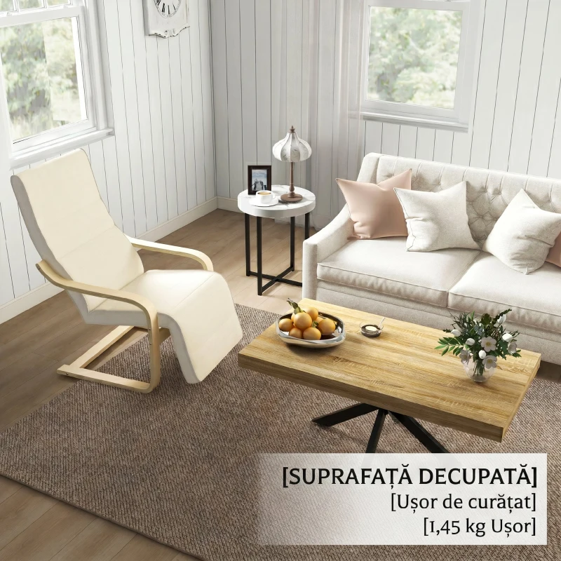 HOMCOM Măsuță de Cafea Stil Industrial din Lemn și Oțel, 110x60x45 cm, Negru și Culoare Lemn