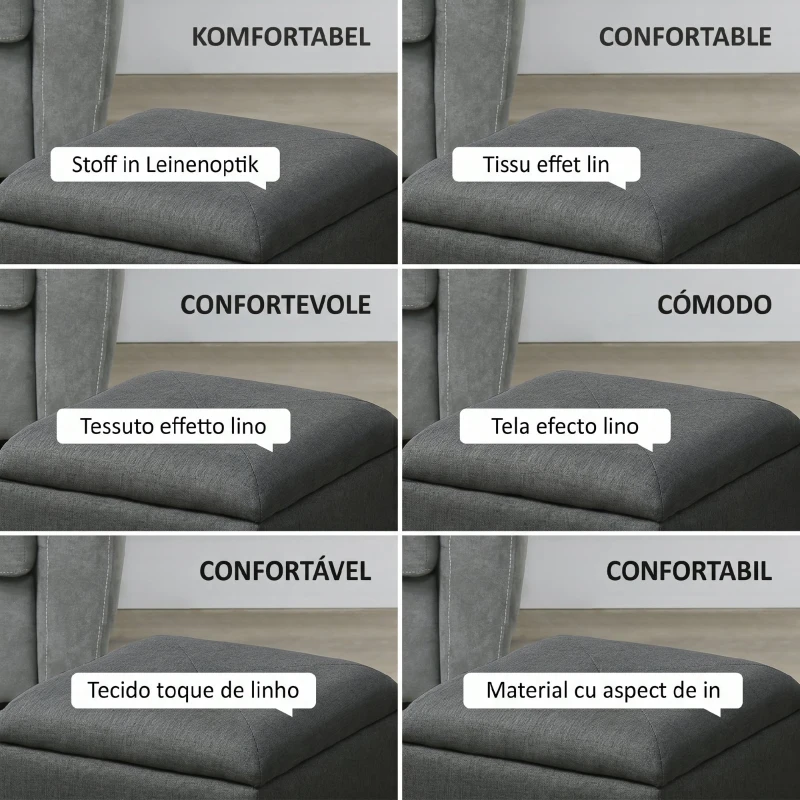 HOMCOM Taburet cu Spațiu de Depozitare Tapițat din Material Teddy Moale pentru Living și Dormitor, 39x39x39cm, Gri