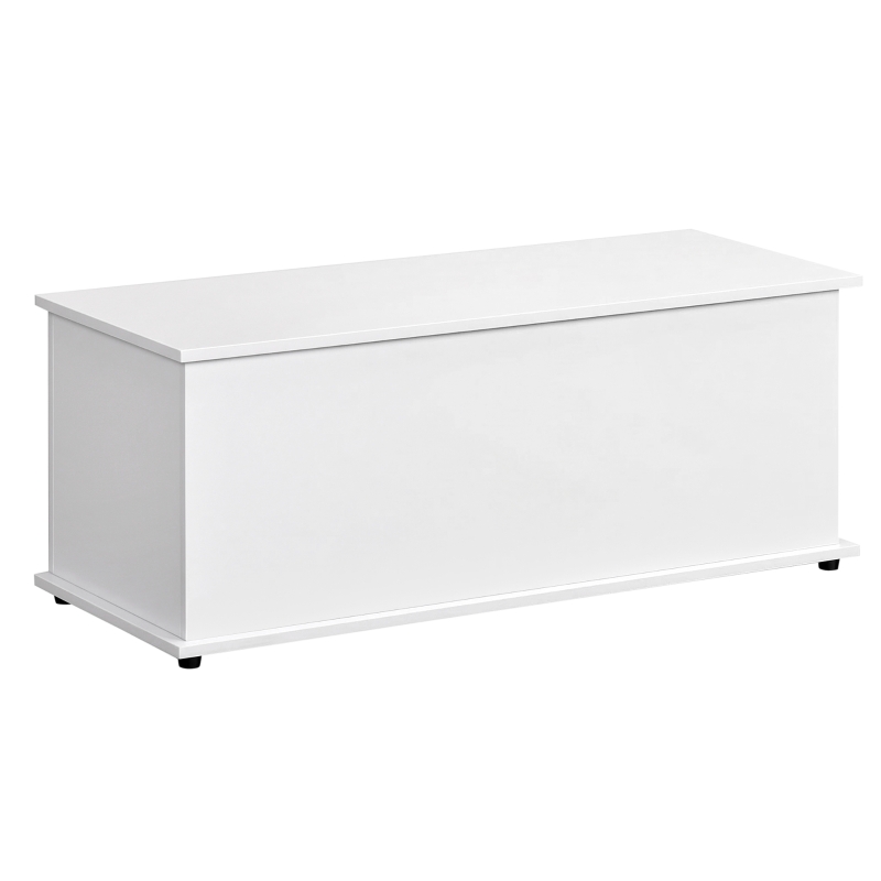 HOMCOM Baú de Armazenamento, Banco de Armazenamento com Dobradiça de Segurança, Estilo Moderno, para Entrada, Quarto, Sala de Estar, 100x40x40 cm, Branco