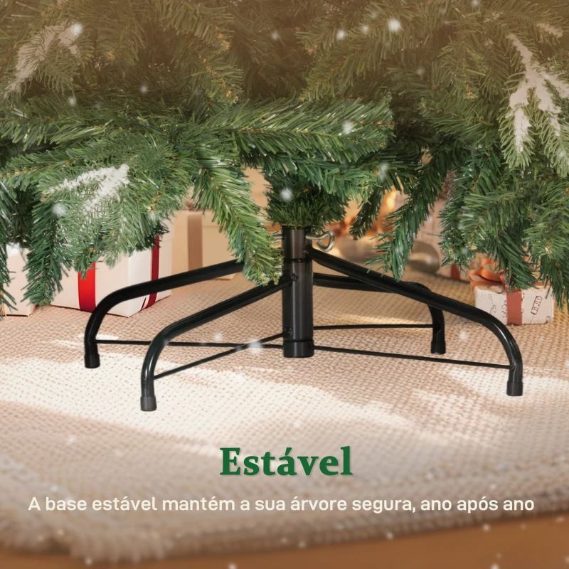HOMCOM Árvore de Natal Artificial 180 cm Ramos Realistas com Efeito Neve Árvore de Natal com Suporte em Aço Base Dobrável Verde