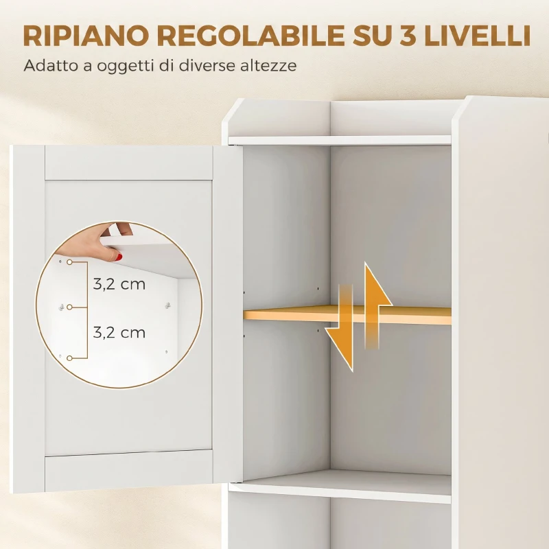 HOMCOM Mobile Bagno Alto con Cesto a Ribalta e Mensole, 40x30x170 cm, Bianco