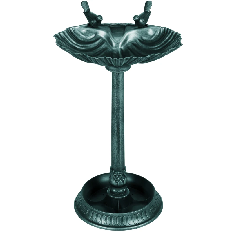 Outsunny Bain d'oiseaux abreuvoir antique 81 cm avec base de jardinière, mangeoire et bassin à oiseaux sur pied, bronze vert