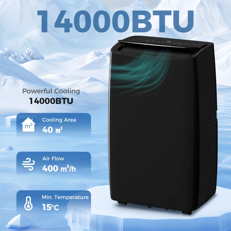 HOMCOM Portable Air Conditioner 14000 BTU, 4-in-1 Air Conditioning Unit, Dehumidifier, Cooling, Fan, Child Lock, 40m²
