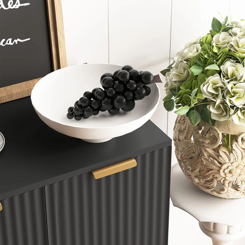 HOMCOM Sideboard Buffet Cabinet, Modern Kitchen Storage Cabinet with Adjustable Shelves and Metal Legs, Black