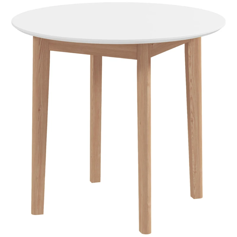 HOMCOM Esstisch Küchentisch Runder Tisch, Skandi-Design, 75 cm x 75 cm x 76 cm, Weiß + Natur